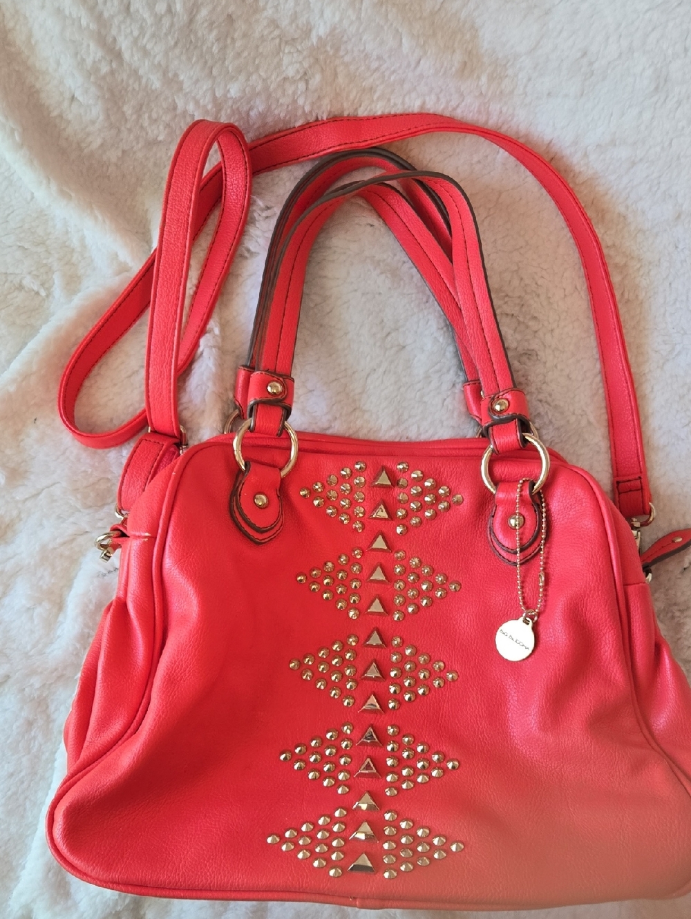 Big Buddha Orange Studded Top-Handle Crossbody Bag